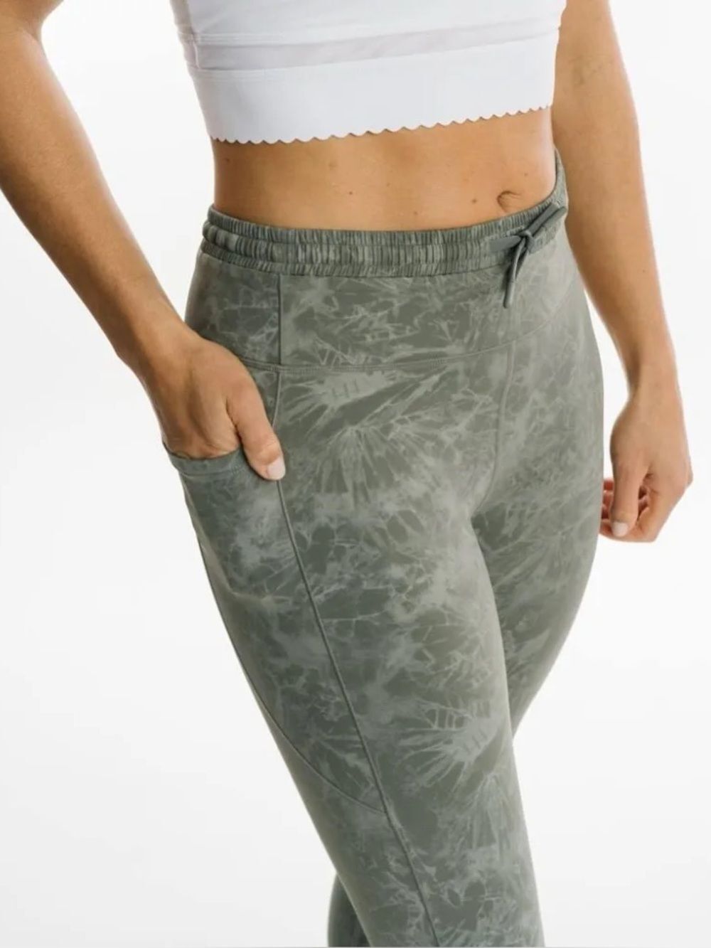 Zyia Active Sage Hendrix Cinched Waistband Pocket Luxe HiRise 7/8 24" NWT 8-10